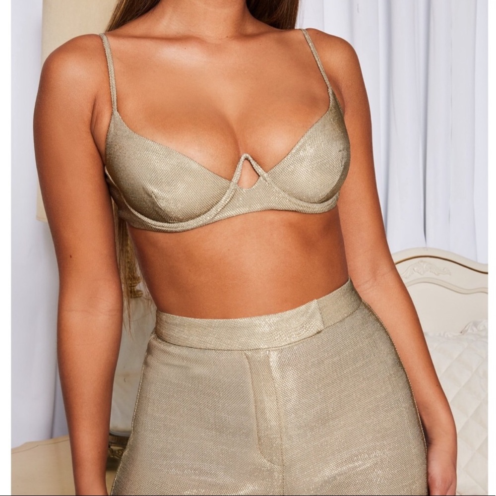 Oh Polly Sparkly Bra In Silver